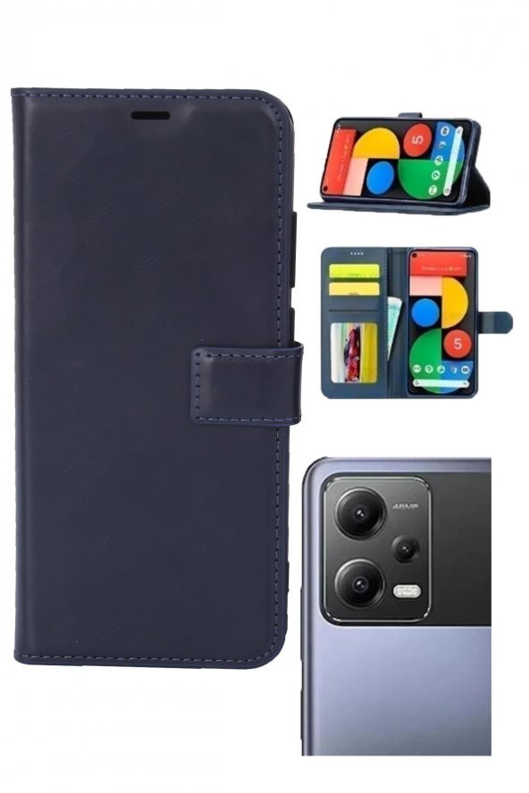 Xiaomi Poco X5 Uyumlu Kamera Korumalı Cüzdanlı ve Kapaklı Kılıf - 4