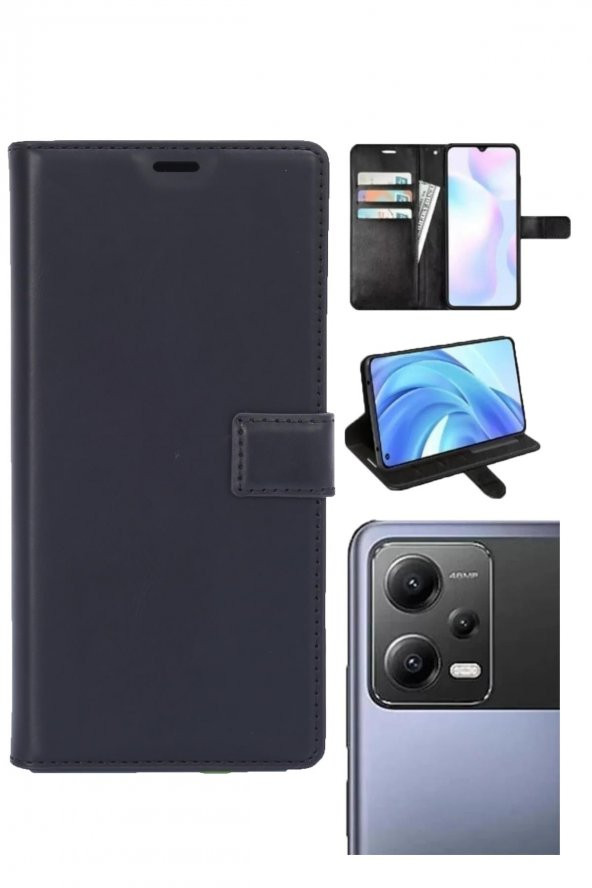 Xiaomi Poco X5 Uyumlu Kamera Korumalı Cüzdanlı ve Kapaklı Kılıf - 5