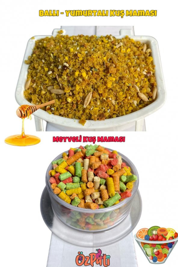 Meyveli Pelet Kuş Maması 100 Gr - Ballı Yumurtalı  Kuş Maması 100 Gr