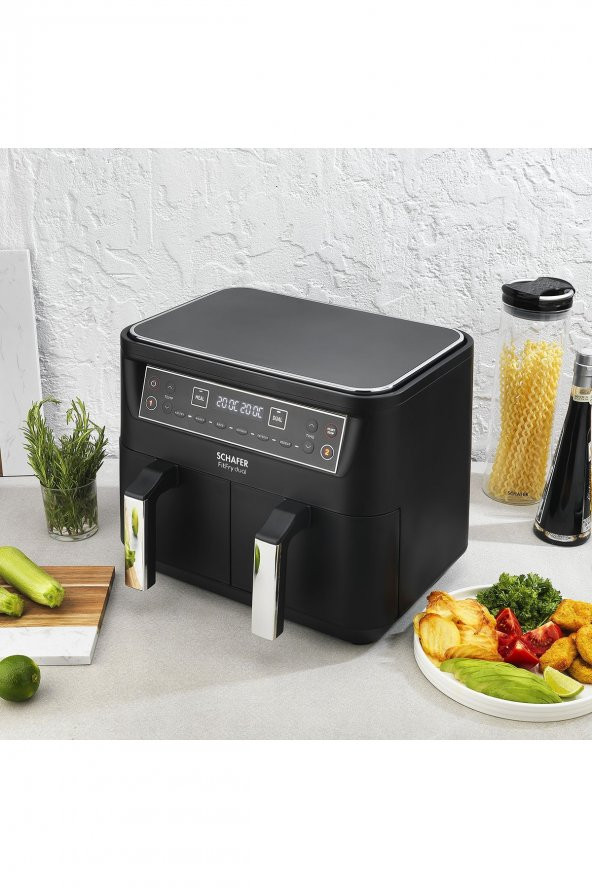 Schafer Fit Fry Dual Dijital Airfryer/Sıcak Hava Fritözü Çok Amaçlı Pişirici-Siyah - 2