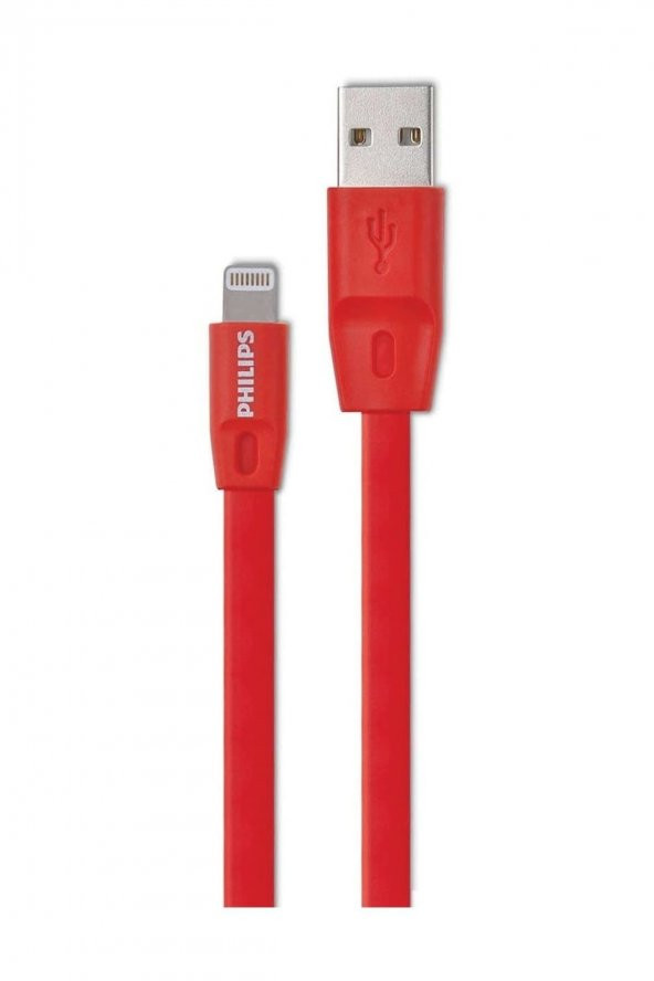 Philips DLC2508C 1.2 Metre Elastik MFI Lisanslı Lightning Kablo, Kırmızı