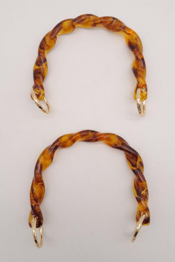 Angel Çanta Aksesuar 13 cm Burgu Model Kehribar Renk Yaylı Halkalı Akrilik Çanta Sapı - 2