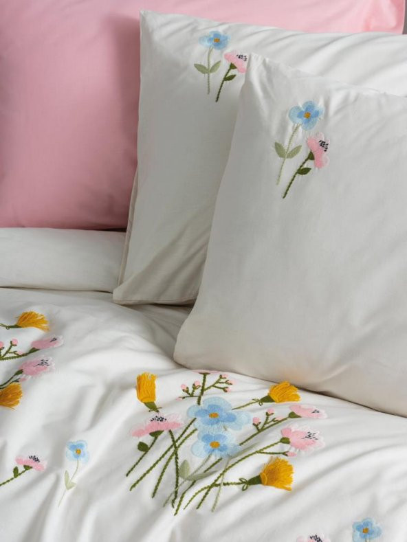 Cotton Box Brode Ranforce Çift Kişilik Nevresim Takımı Delbin Pembe - Resim 2