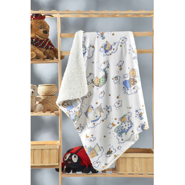 Tabu Home Pamuklu Yumoş Beyaz Bebek Battaniyesi