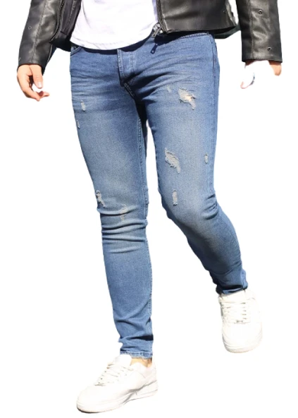 Hacker S 1000-638 Erkek Denim Tom Lazer Tırnaklı Slim Likralı Kot Pantolon - 2