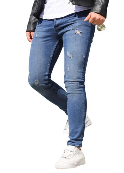 Hacker S 1000-638 Erkek Denim Tom Lazer Tırnaklı Slim Likralı Kot Pantolon