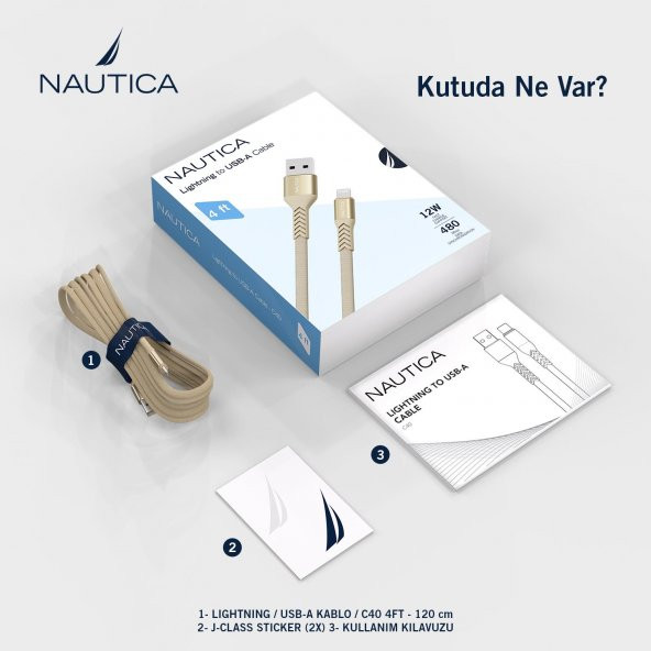 Nautica C40 Lightning to USB-A 12W Hızlı Şarj ve Data Kablosu 2.1M Pembe - 6