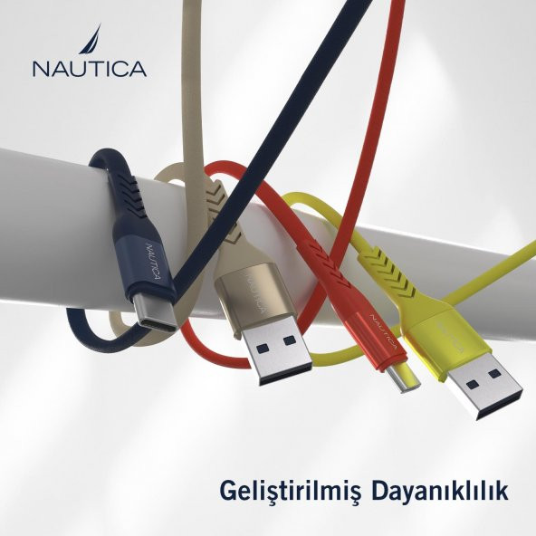 Nautica C20 Type-C to USB-A 22.5W Hızlı Şarj ve Data Kablosu 2.1M Pembe - 4