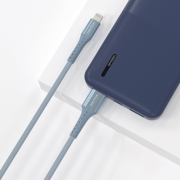 Nautica C65 MFI Lightning to USB-A 12W Örgülü Hızlı Şarj ve Data Kablosu 2.1M Mavi - 2