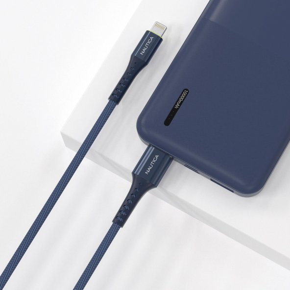 Nautica C65 MFI Lightning to USB-A 12W Örgülü Hızlı Şarj ve Data Kablosu 1.2M Navy - 2