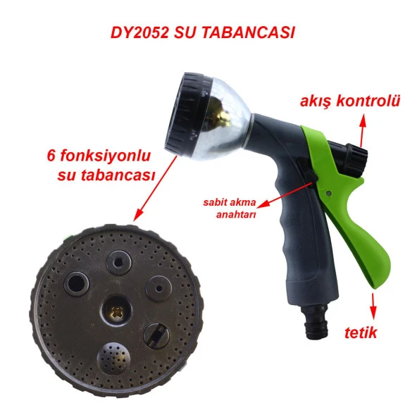 Otomatik 6 Fonksiyonlu Bahçe Sulama Tabancası Tetikli Ayarlı Tabanca - Resim 2