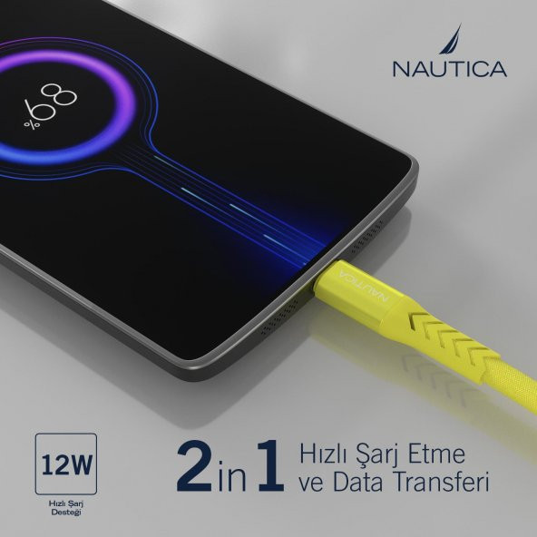 Nautica C40 Lightning to USB-A 12W Hızlı Şarj ve Data Kablosu 1.2M Sarı - 2