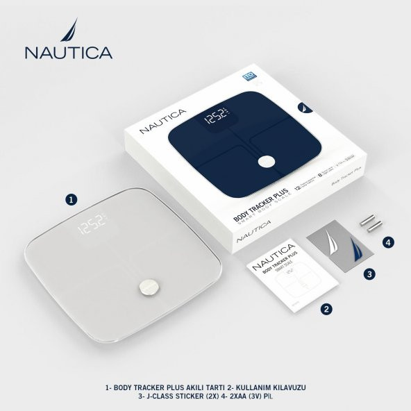 Nautica Classic Collection Plus Vücut Analizli Akıllı Bluetooth Tartı Baskül Beyaz - Resim 6