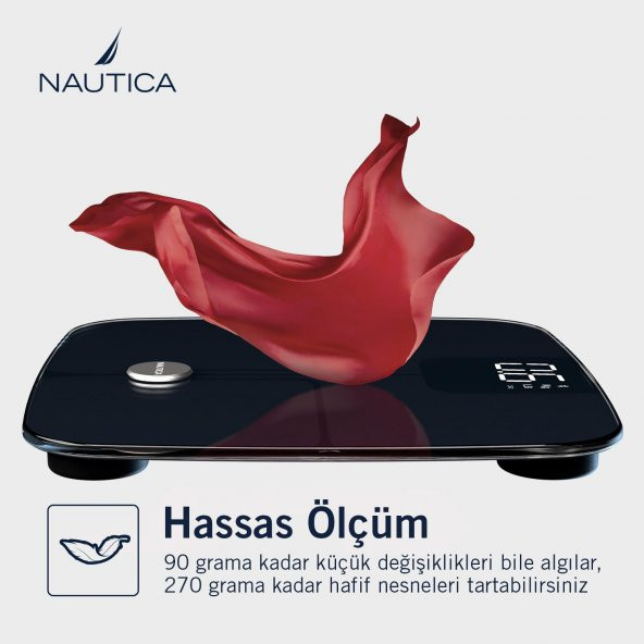 Nautica Classic Collection Plus Vücut Analizli Akıllı Bluetooth Tartı Baskül Mavi - 5
