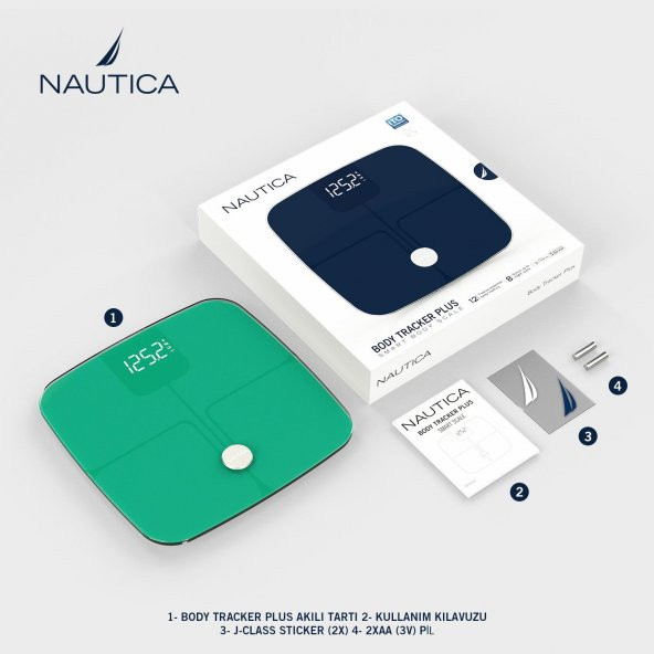 Nautica Classic Collection Plus Vücut Analizli Akıllı Bluetooth Tartı Baskül Yeşil - 6