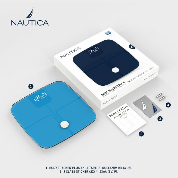 Nautica Classic Collection Plus Vücut Analizli Akıllı Bluetooth Tartı Baskül Mavi - 6