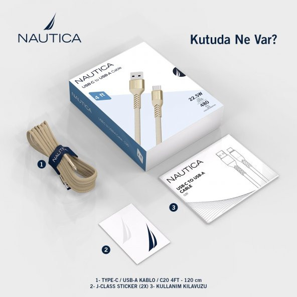 Nautica C20 Type-C to USB-A 22.5W Hızlı Şarj ve Data Kablosu 1.2M Pembe - 6