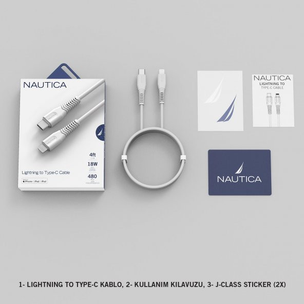 Nautica C100 USB-C to Lightning PD 18W Hızlı Şarj ve Data Kablosu 1.2 Metre Beyaz - 5