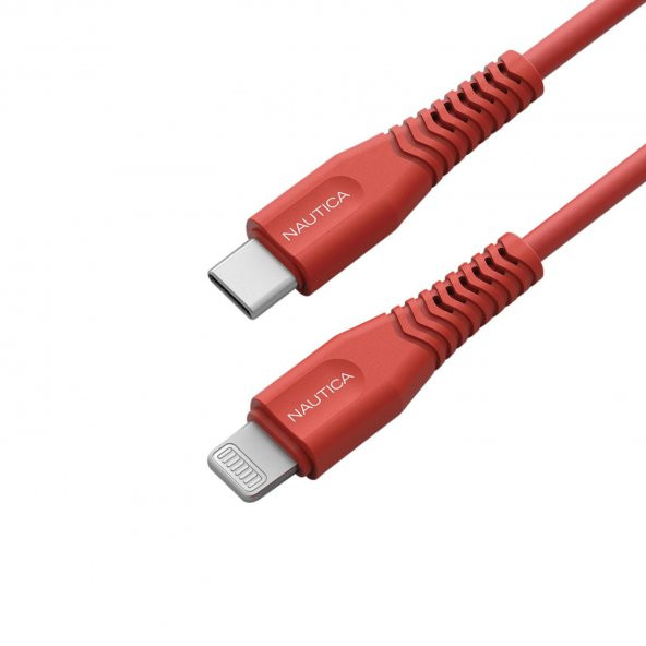 Nautica C100 USB-C to Lightning PD 18W Hızlı Şarj ve Data Kablosu 1.2 Metre Kırmızı