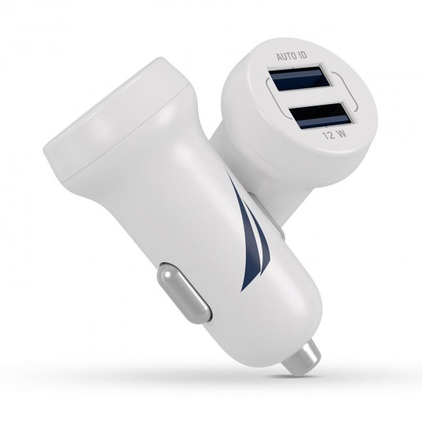 Nautica CH15 Çift USB Çakmaklık Girişli Araç İçi Şarj Cihazı Beyaz