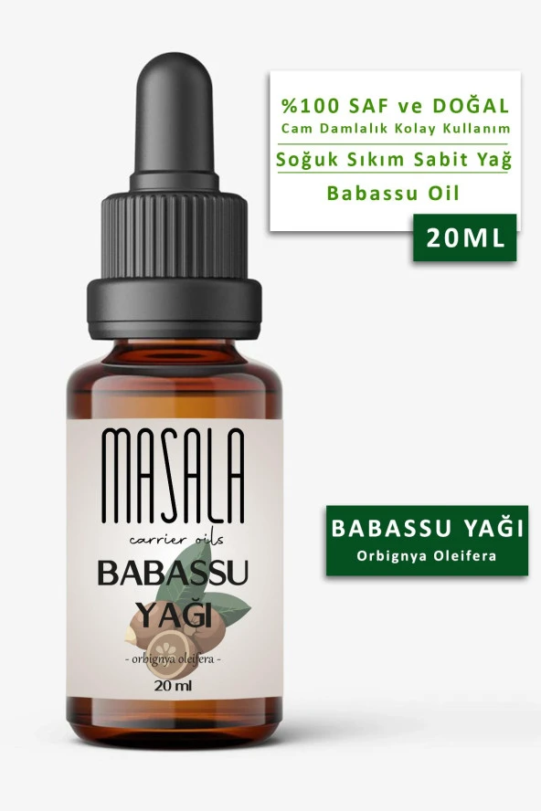 Masala Saf Babassu Yağı 20 ml. Soğuk Pres (Babassu Carrier Oil)