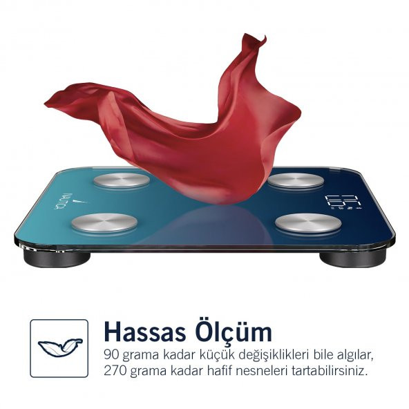 Nautica Gradient Collection Vücut Analizli Akıllı Bluetooth Tartı Baskül Navy Mavi - Resim 4