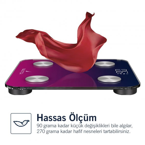 Nautica Gradient Collection Vücut Analizli Akıllı Bluetooth Tartı Baskü Navy Fuşya - Resim 4
