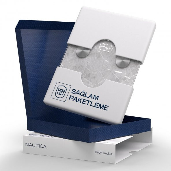 Nautica Marble Collection Vücut Analizli Akıllı Bluetooth Tartı Baskül Gri - Resim 6