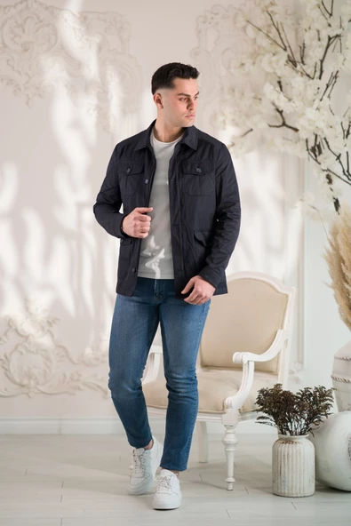 SLİMFİT YAKALI CEPLİ ASTARLI BAHARLIK ERKEK MONT