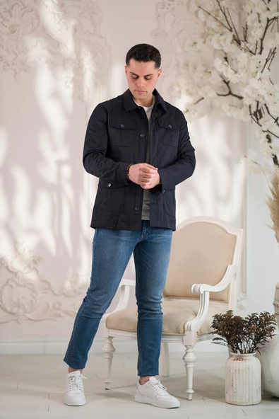 SLİMFİT YAKALI CEPLİ ASTARLI BAHARLIK ERKEK MONT - 2