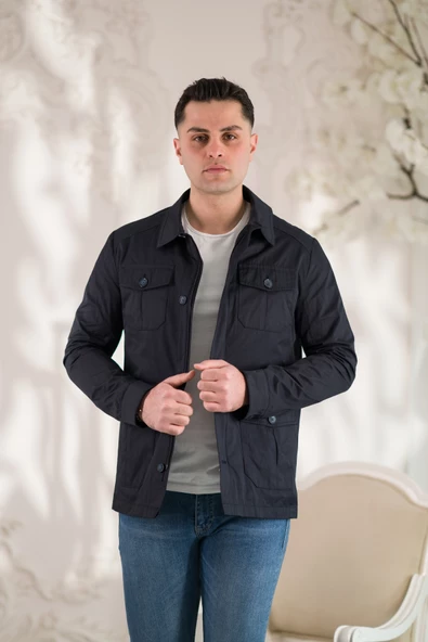 SLİMFİT YAKALI CEPLİ ASTARLI BAHARLIK ERKEK MONT - 3