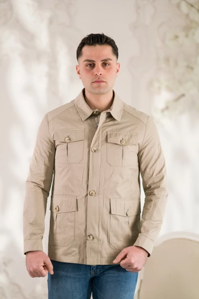 SLİMFİT YAKALI CEPLİ ASTARLI BAHARLIK ERKEK MONT - 9