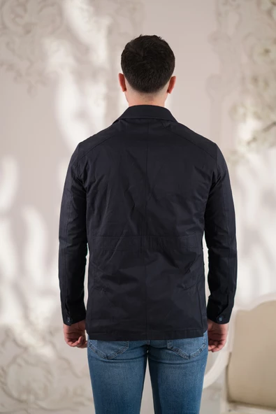 SLİMFİT YAKALI CEPLİ ASTARLI BAHARLIK ERKEK MONT - 5