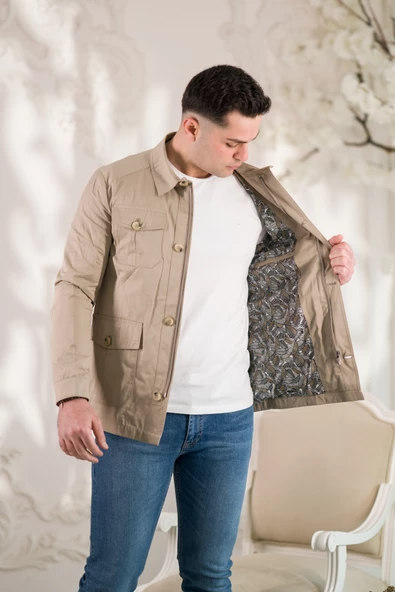 SLİMFİT YAKALI CEPLİ ASTARLI BAHARLIK ERKEK MONT - 10