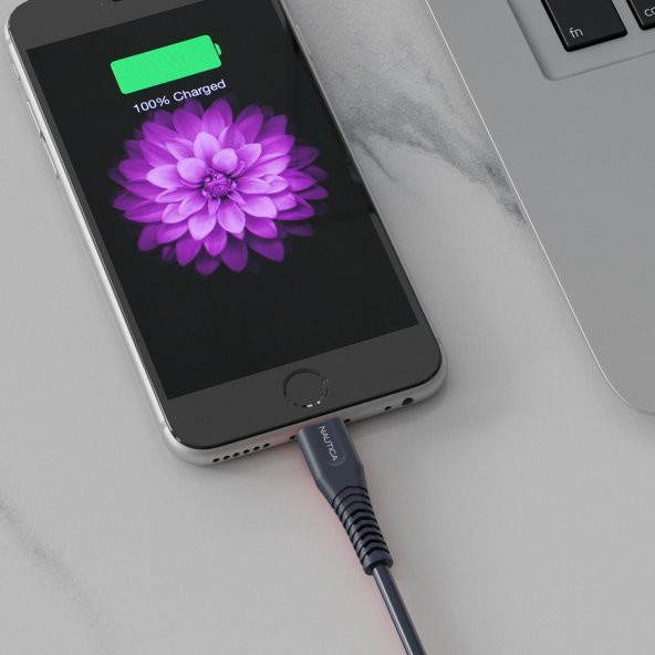 Nautica C100  USB-C to Lightning PD 18W Hızlı Şarj ve Data Kablosu 1.2 Metre Navy - 4