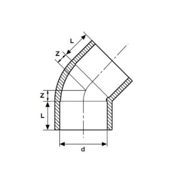 PVC 45º YAPIŞTIRMA MUFLU DİRSEK ( Ø 125 ) ( 1 ADET ) - 2