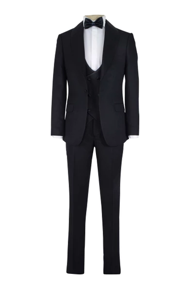 Cengiz İnler Saten Şal Yaka Kruvaze Yelekli Damatlık - 8