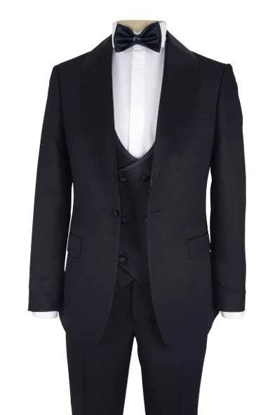 Cengiz İnler Saten Şal Yaka Kruvaze Yelekli Damatlık - 7