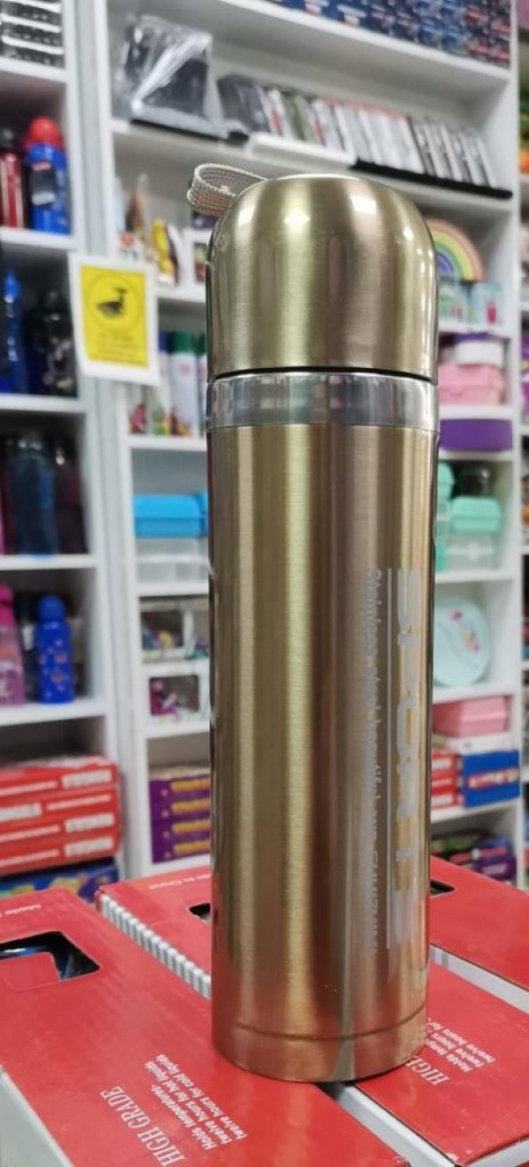 Szm Krom Paslanmaz Çelik Termos 500 ml (SARI/GRİ)