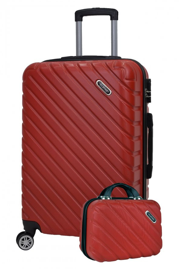 2li Valiz Seti Elatae Pro Abs Valiz Büyük Boy ve Makyaj Kırmızı 2li Set 1001 ürün görseli