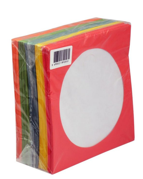 CD&DVD Zarfı Renkli 80gr 100 lü Paket Pencereli (Kırmızı,Sarı,Yeşil,Mavi,Turuncu)
