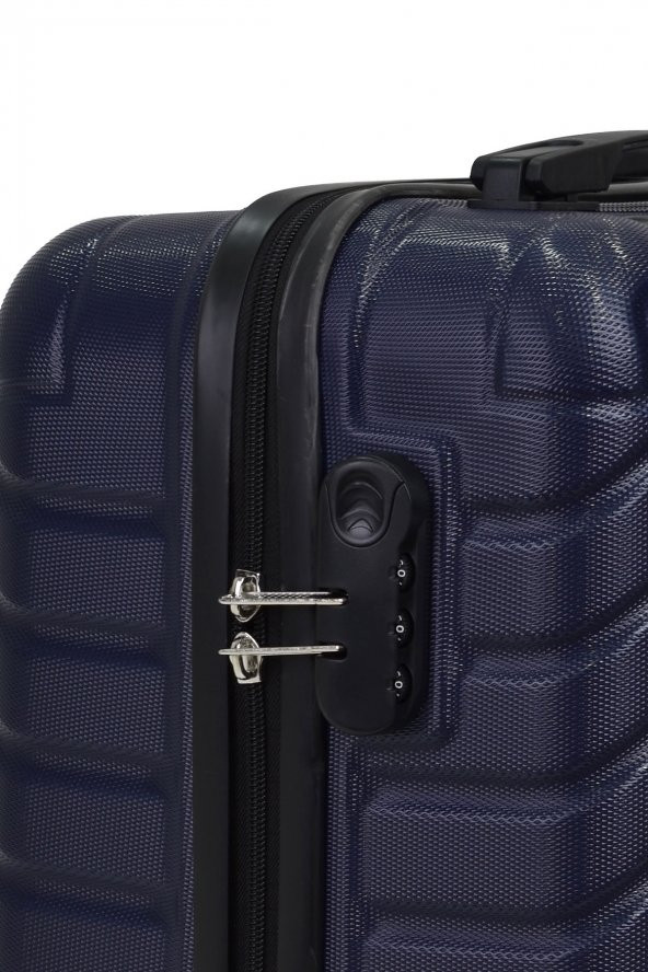 2li Valiz Seti Elatae Pro Abs Valiz Kabin Boy ve Makyaj Lacivert 2li Set 1001 - Resim 3