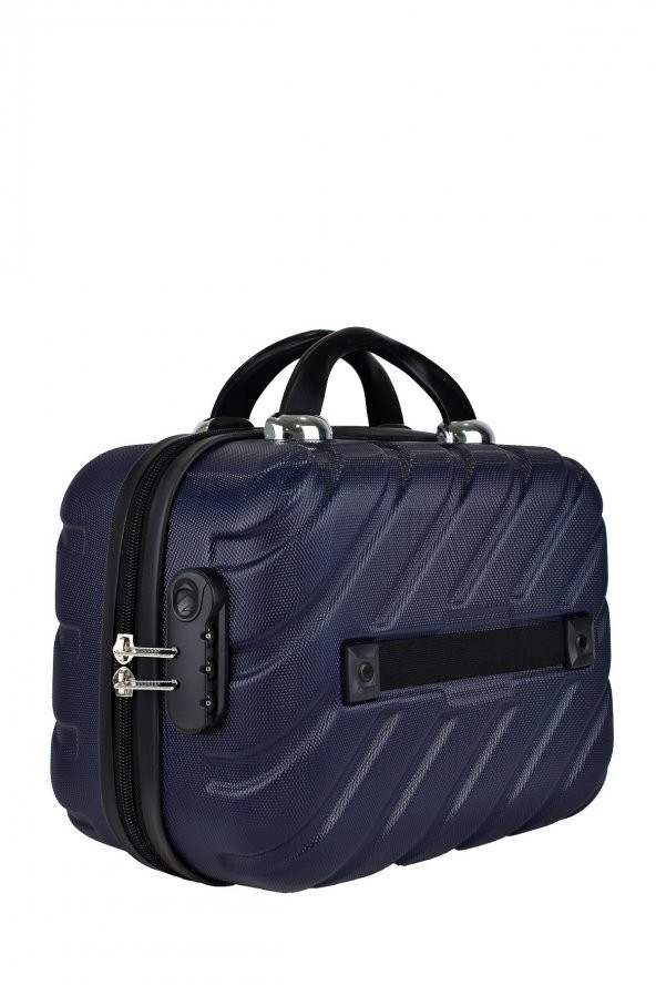 2li Valiz Seti Elatae Pro Abs Valiz Kabin Boy ve Makyaj Lacivert 2li Set 1001 - Resim 8