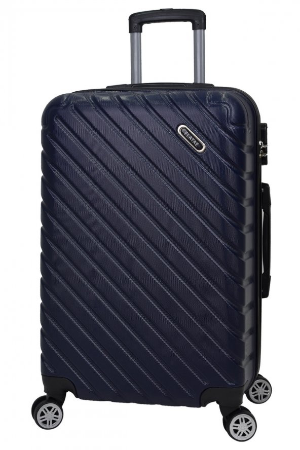 3lü Valiz Seti Elatae Pro Abs Valiz Büyük - Kabin Boy ve Makyaj Lacivert 1001 - Resim 7