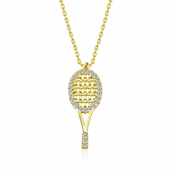 925 Ayar Gümüş Tenis Raketi Kadın Gümüş Kolye ürün görseli 1