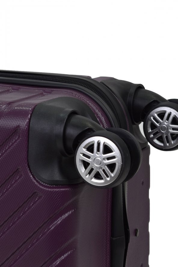 4lü Valiz Seti Elatae Pro Abs Valiz Büyük - Orta - Kabin Boy ve Makyaj Mor 1001 - Resim 6