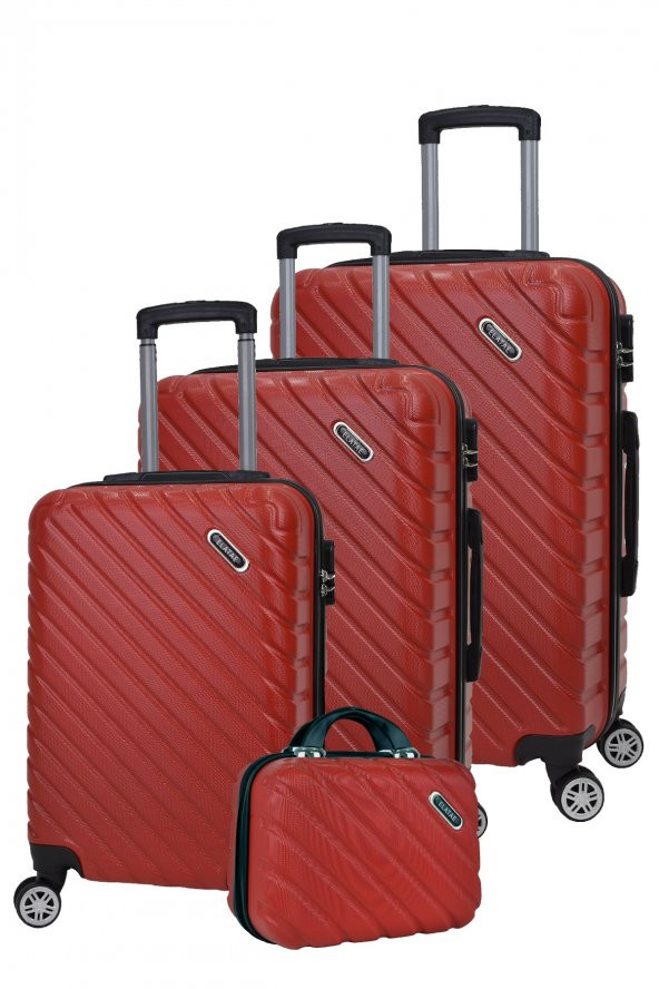 4lü Valiz Seti Elatae Pro Abs Valiz Büyük - Orta - Kabin Boy ve Makyaj Kırmızı 1001 ürün görseli