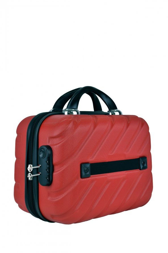 4lü Valiz Seti Elatae Pro Abs Valiz Büyük - Orta - Kabin Boy ve Makyaj Kırmızı 1001 - Resim 8