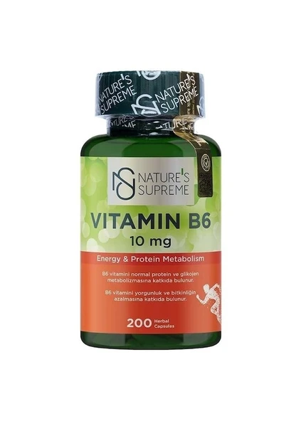 Natures Supreme Vitamin B6 10 Mg 200 Kapsül Aromasiz