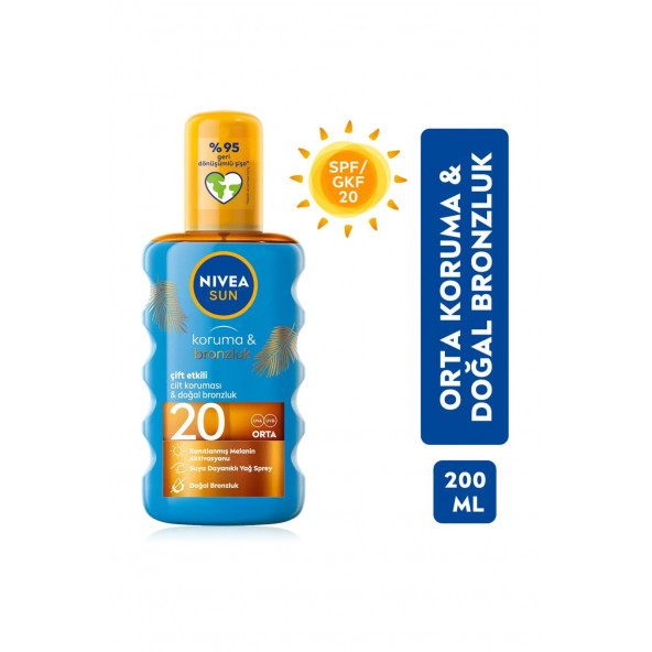 NİVEA Sun Spf 20 Koruma Bronzluk Güneş Yağı Spreyi